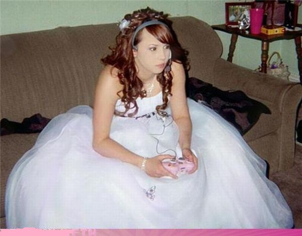 a newly married woman playing game