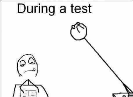 during a test