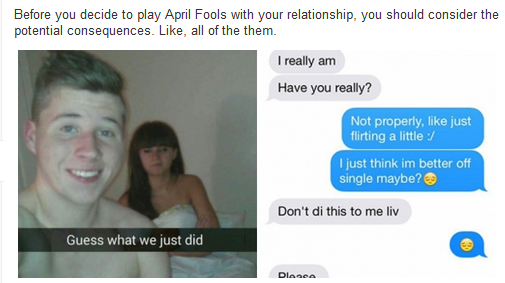 Girlfriend wanted to prank text her boyfriend on April Fools