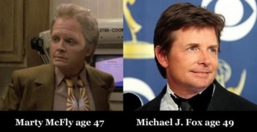 Marty McFly age 47 vs. Michael J. Fox age 49