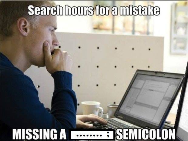 missing a semicolon
