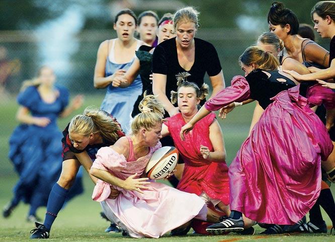 Prom dress rugby and lingerie football