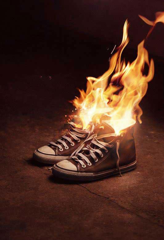 shoes on the fire
