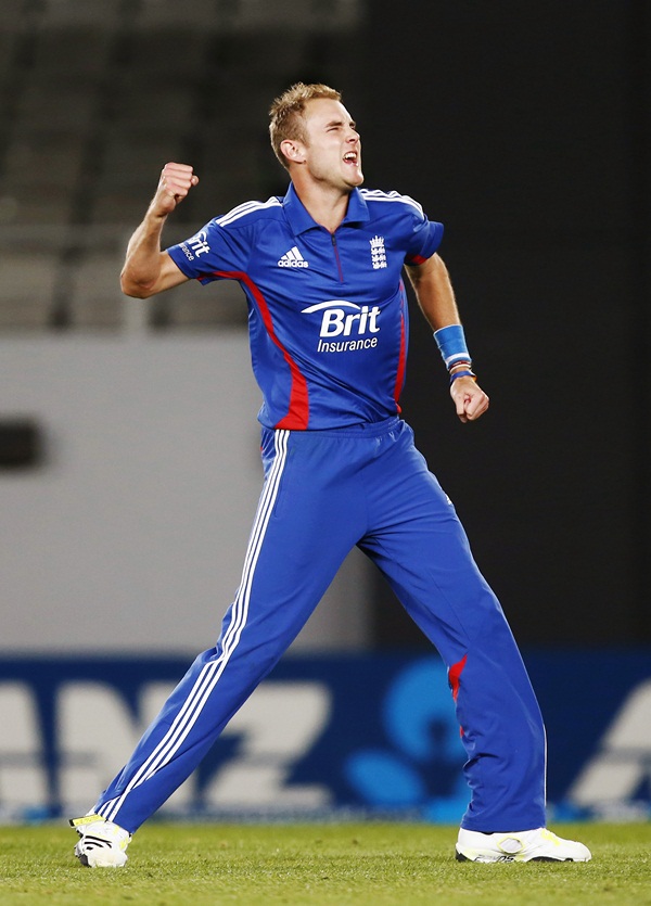 Stuart Broad reacts during their first T20