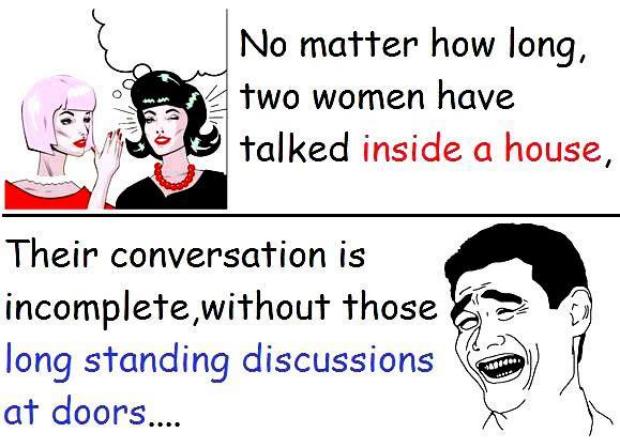women talk inside house